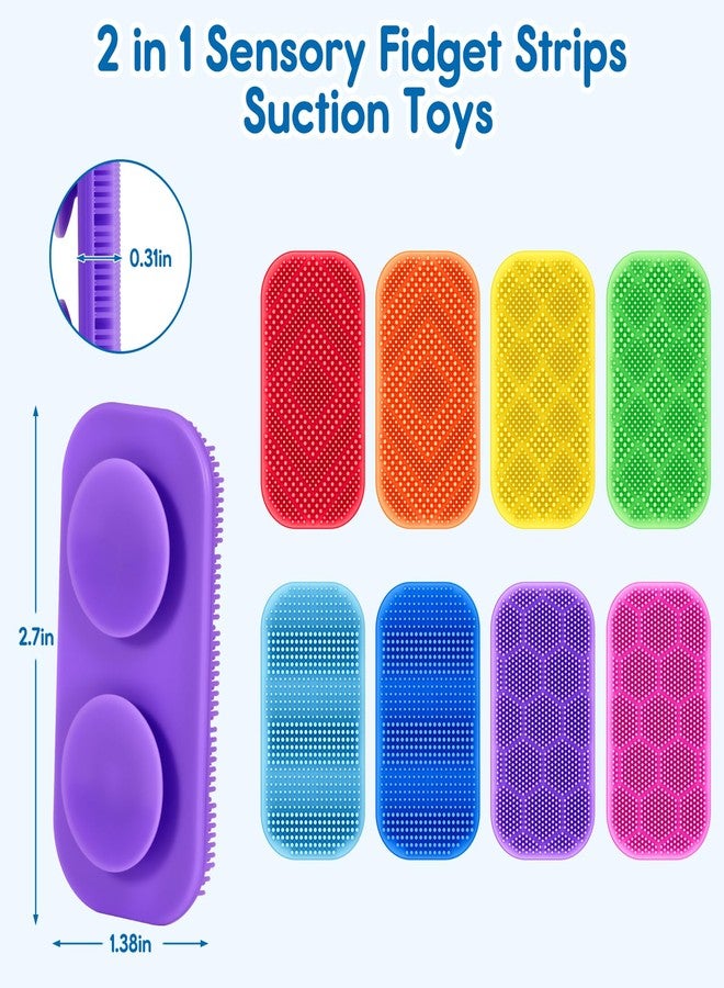 idooss Sensory Fidget Toys for Kids Adults, Sensory Calm Strips for ADHD, Autism with Suction Cups, Texture Relief Toys for Kids Over 3 Years - Image 2